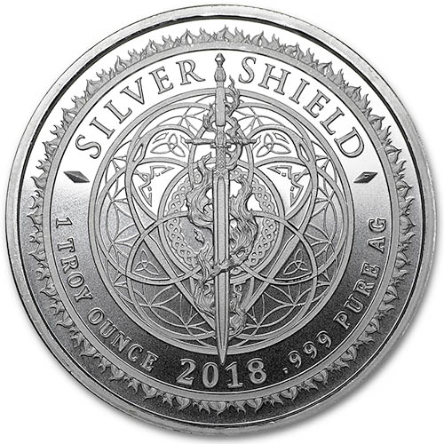 1 oz Proof Radiant King Silver Shield Round - Minimintage (Box w/ CoA)