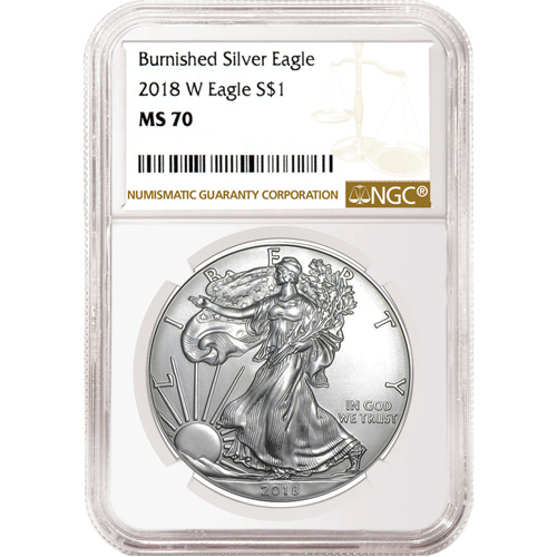 2018-W 1 oz Burnished American Silver Eagle Coin NGC MS70