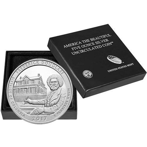 2017-P 5 oz Burnished ATB Frederick Douglass National Historic Site Silver Coin (Box + CoA)