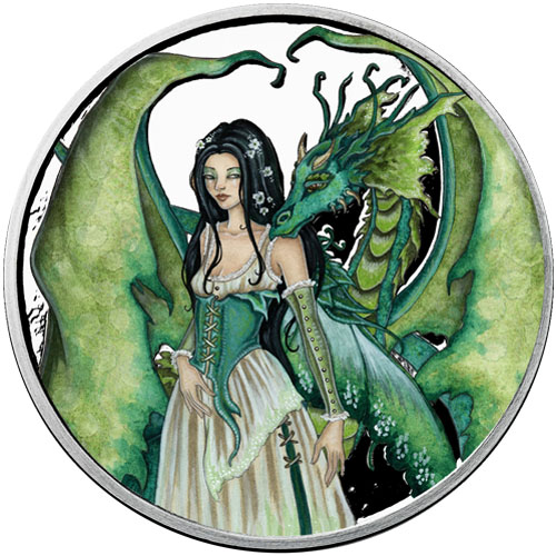 5 oz Colorized Proof Amy Brown Collection Dragon Secrets Silver Round (New w/ CoA)