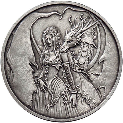1 oz Antique Amy Brown Collection Dragon Secrets Silver Round (New w/ CoA)