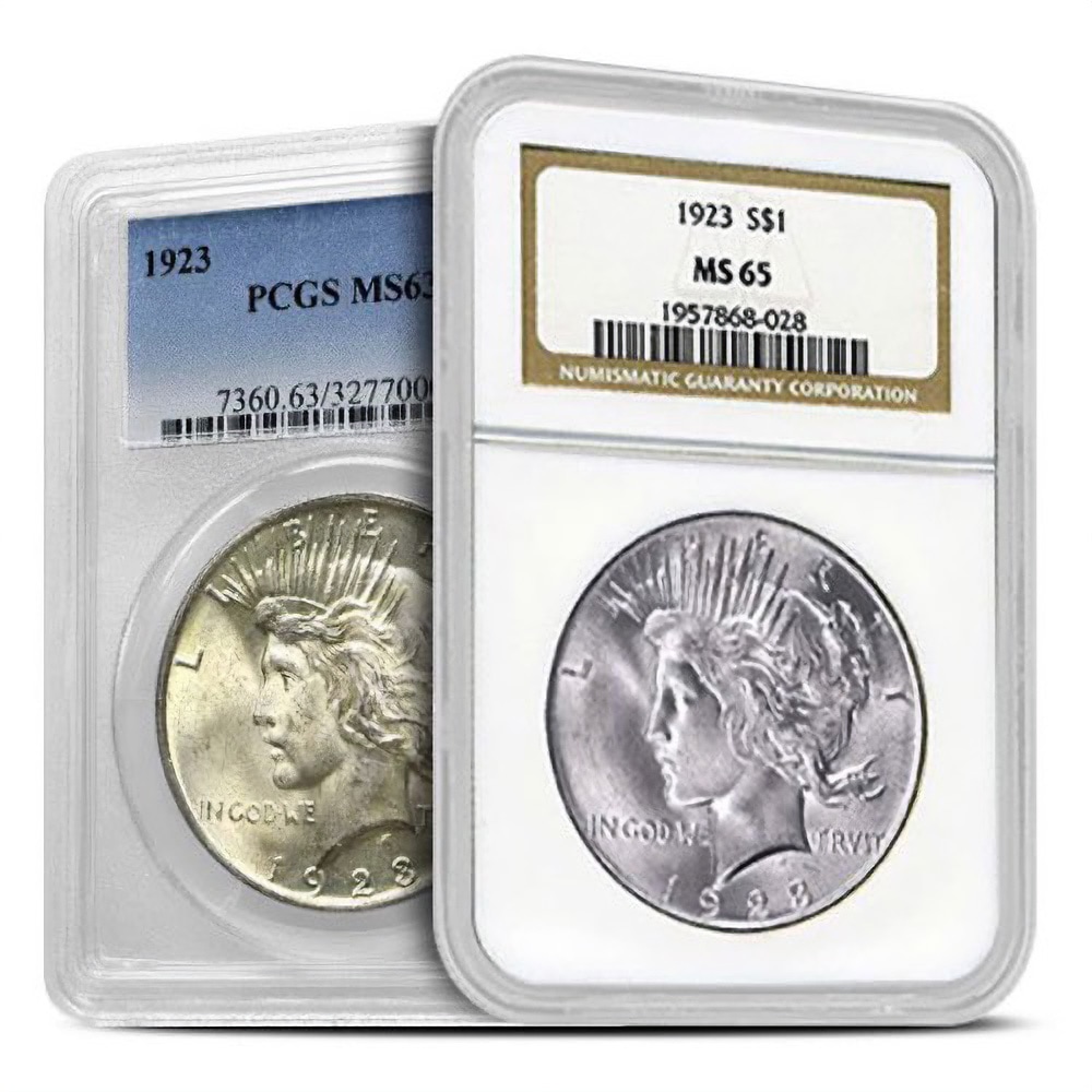Peace Silver Dollar Coin PCGS or NGC MS65 (1922-26, 1934-35)