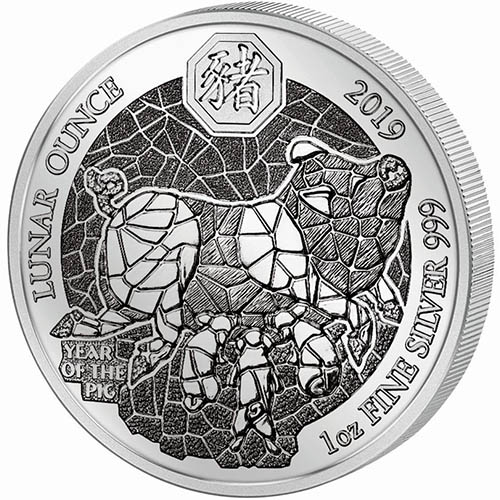 2019 1 oz Proof Rwandan Silver Lunar Pig Coin (Capsule + CoA)