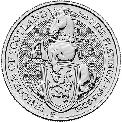 2019 1 oz British Platinum Queen's Beast Unicorn Coin