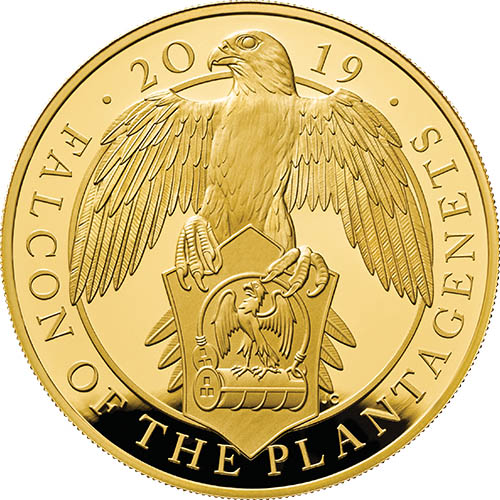 2019 1 oz Proof British Gold Queen's Beast Falcon Coin (Box + CoA)