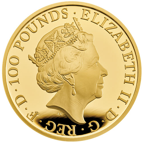 2019 1 oz Proof British Gold Queen's Beast Falcon Coin (Box + CoA)