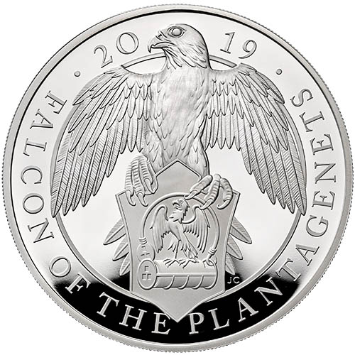 2019 5 oz Proof British Silver Queen's Beast Falcon Coin (Box + CoA)