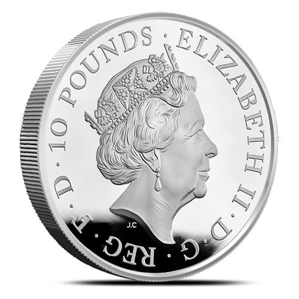 2019 10 oz Proof British Silver Queen's Beast Falcon Coin (Box + CoA)