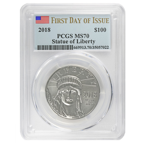 2018-W 1 oz American Platinum Eagle Coin PCGS MS70 (First Day of Issue)