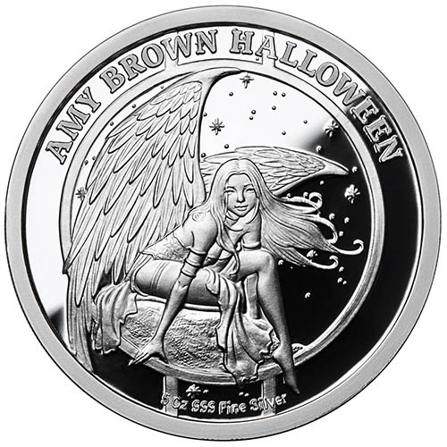 5 oz Colorized Amy Brown Collection Haunted Pumpkin Patch Silver Round (New w/ CoA)