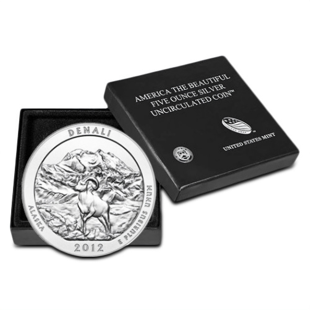 2012-P 5 oz Burnished ATB Denali Silver Coin (Box + CoA)
