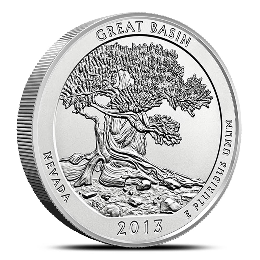 2013-P 5 oz Burnished ATB Great Basin Silver Coin (Box + CoA)