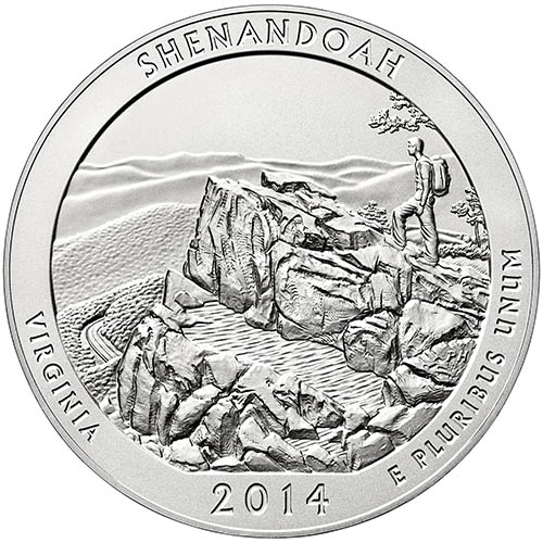 2014-P 5 oz Burnished ATB Shenandoah Silver Coin (Box + CoA)