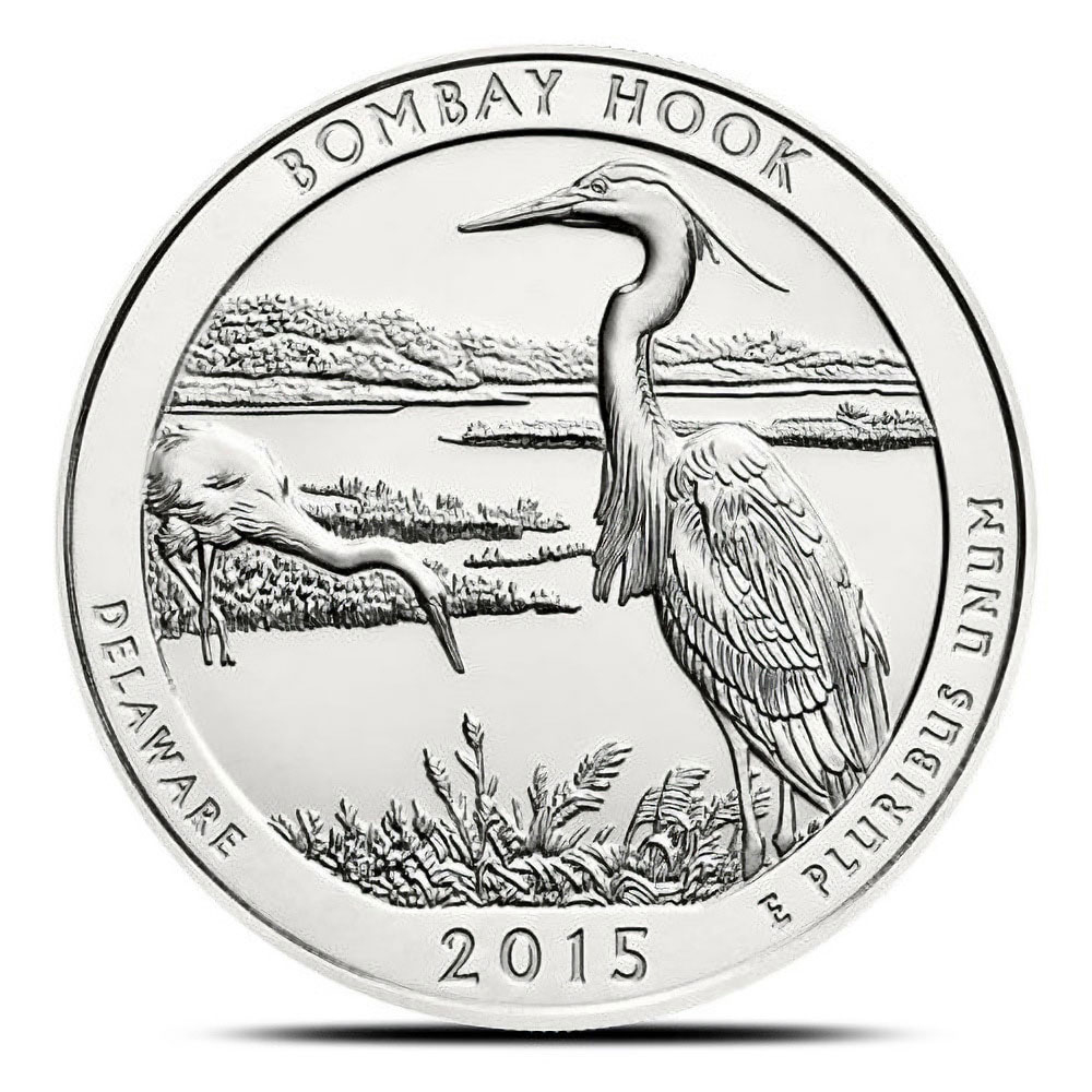 2015-P 5 oz Burnished ATB Bombay Hook Silver Coin (Box + CoA)