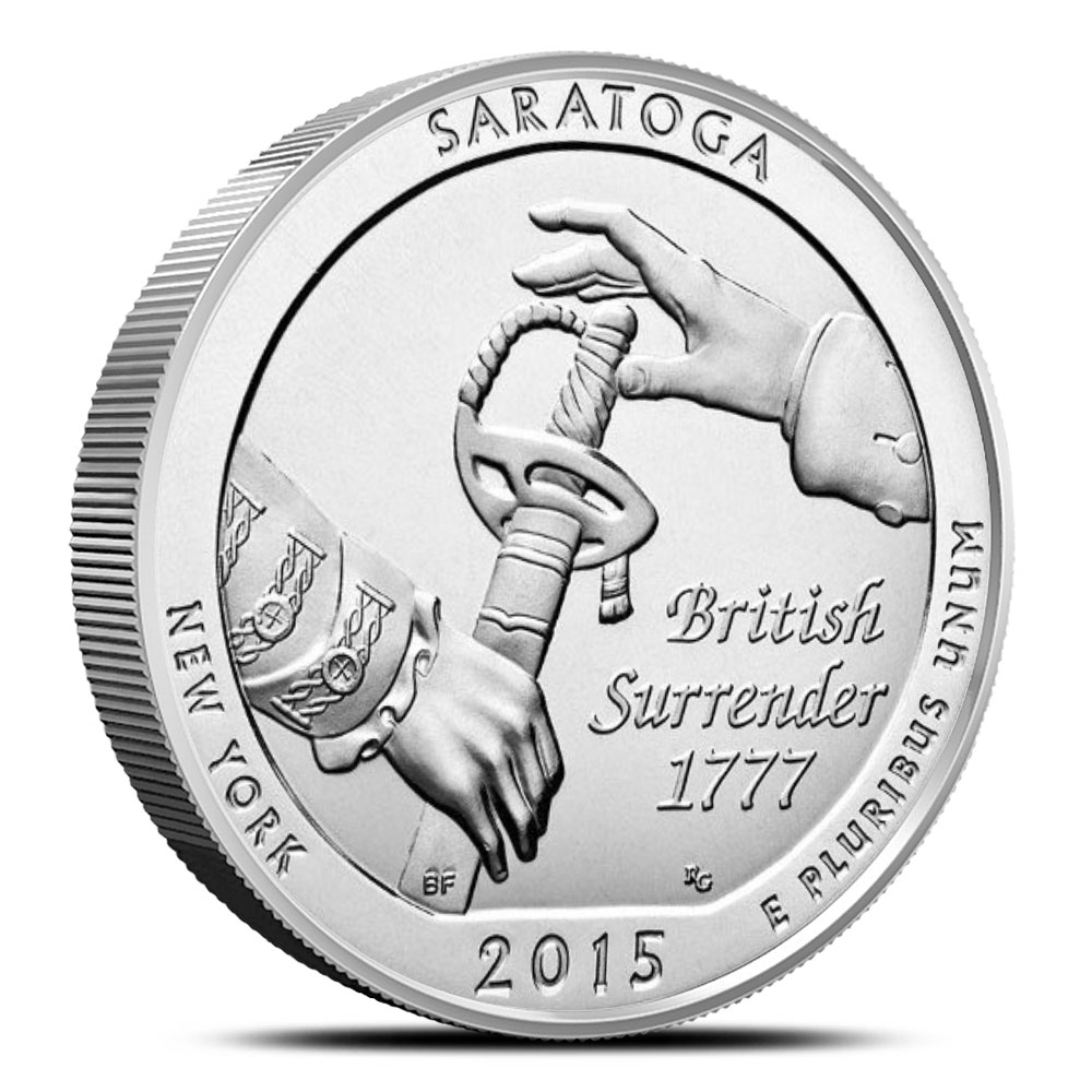 2015-P 5 oz Burnished ATB Saratoga Silver Coin (Box + CoA)