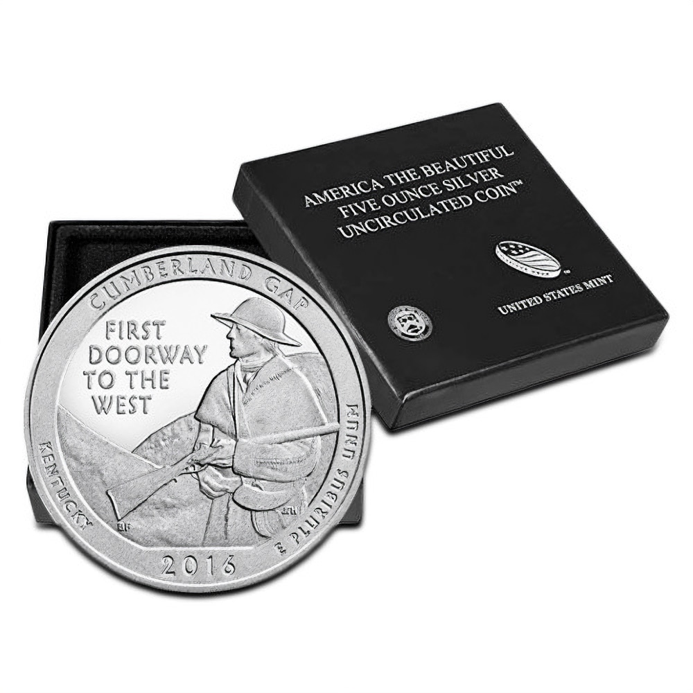 2016-P 5 oz Burnished ATB Cumberland Gap Silver Coin (Box + CoA)