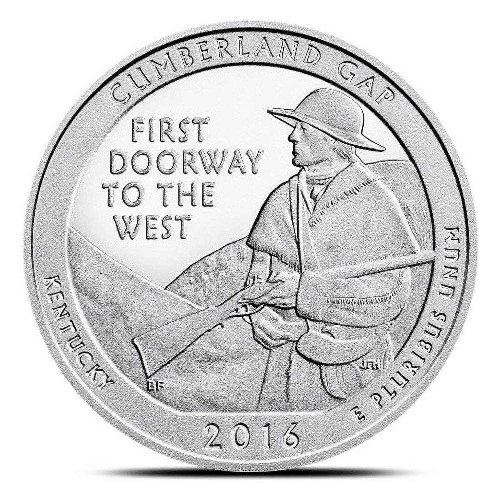 2016-P 5 oz Burnished ATB Cumberland Gap Silver Coin (Box + CoA)
