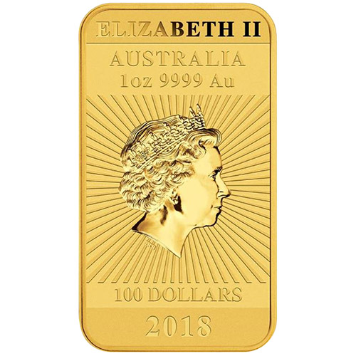 2018 1 oz Australian Rectangular Gold Dragon Coin (BU)
