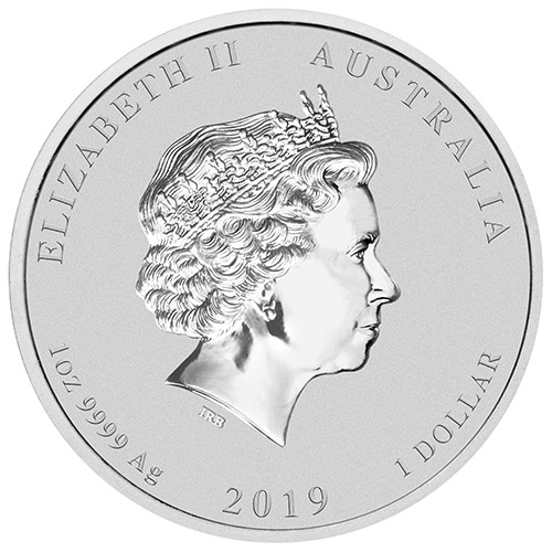 2019 1 oz Australian Silver Lunar Pig Coin (Gilded, Box + CoA)