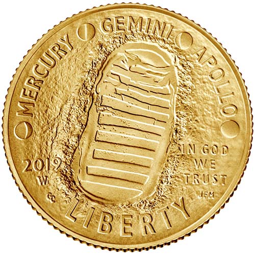 2019 $5 American Apollo 11 50th Anniversary Gold Coin (BU, Box + CoA)