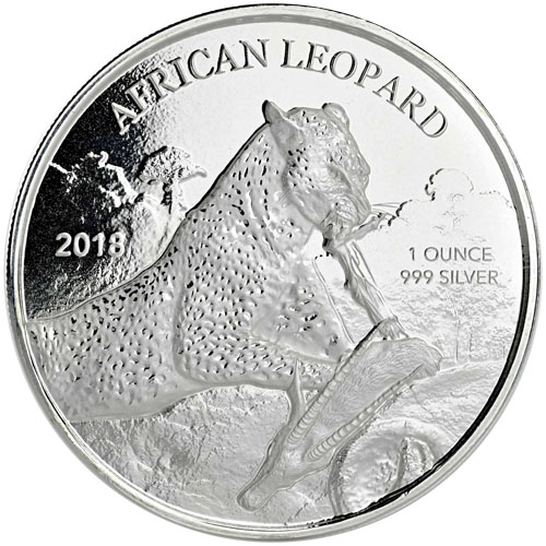 2018 1 oz Republic of Ghana Silver African Leopard (BU)