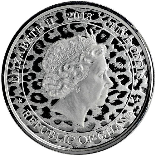 2018 1 oz Republic of Ghana Silver African Leopard (BU)