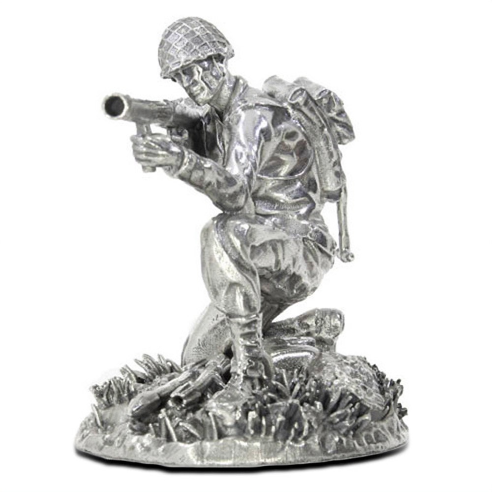5 oz Antique Finish Silver Soldiers Collection Stovepipe Sterling Statue (New, Box + CoA)