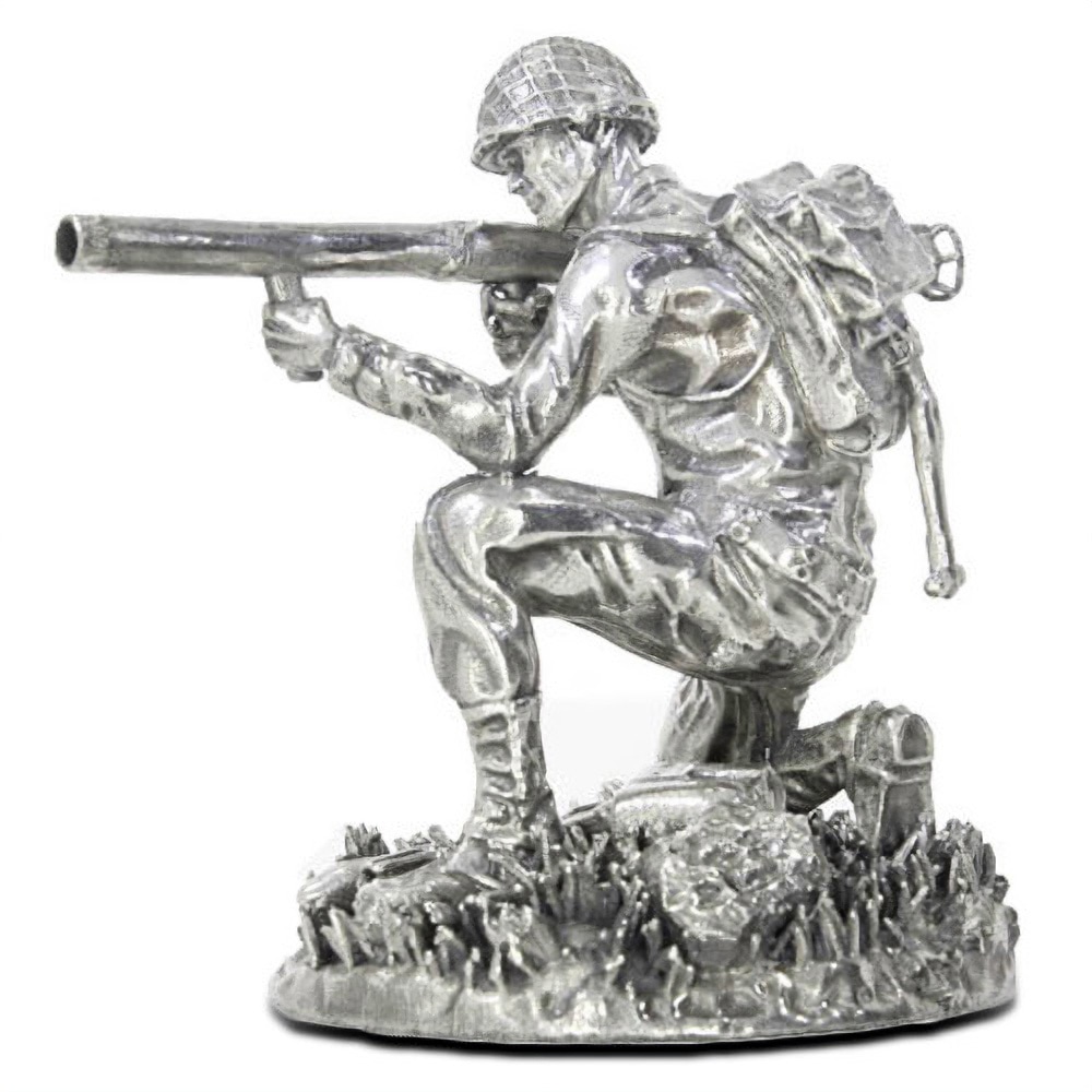 5 oz Antique Finish Silver Soldiers Collection Stovepipe Sterling Statue (New, Box + CoA)