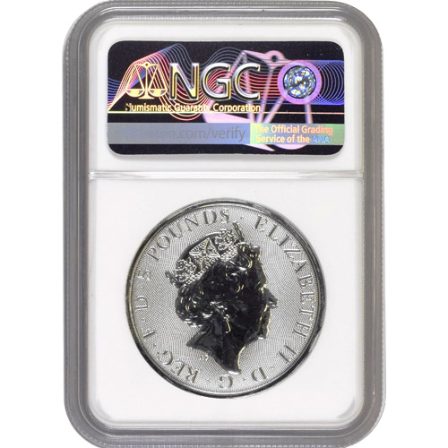 2019 2 oz British Silver Queen's Beast Falcon Coin NGC MS70 ER