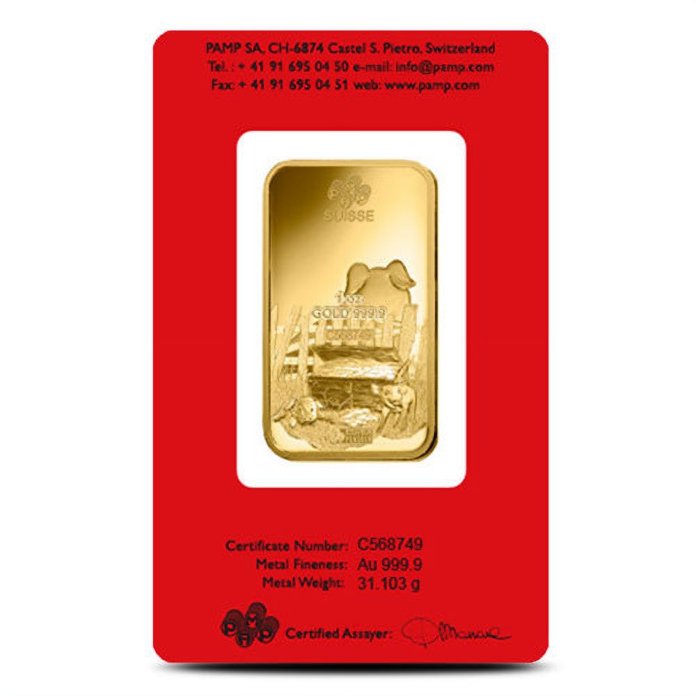 1 oz PAMP Suisse Lunar Pig Gold Bar (New w/ Assay)