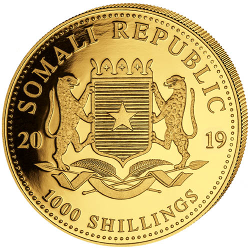 2019 1 oz Somalia Gold Elephant Coin (BU)
