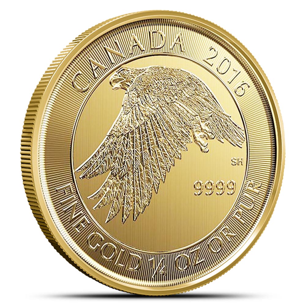 2016 1/4 oz Canadian Gold White Falcon Coin (BU)