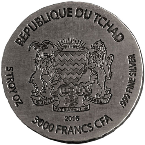 2016 5 oz Republic of Chad Egyptian Relic Series King Tut Silver Coin