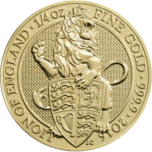 2016 1/4 oz British Gold Queen's Beast Lion Coin (BU)
