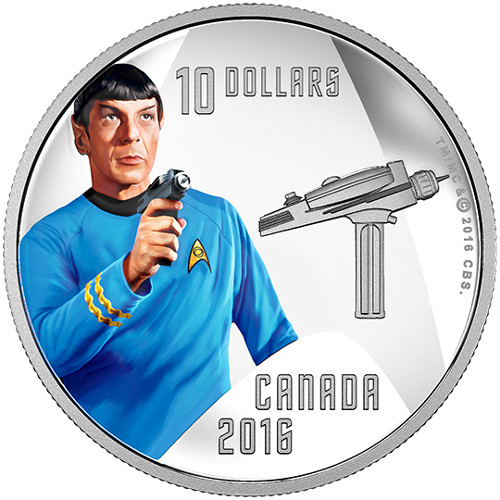 2016 1/2 oz $10 Proof Canadian Silver Star Trek Spock Coin